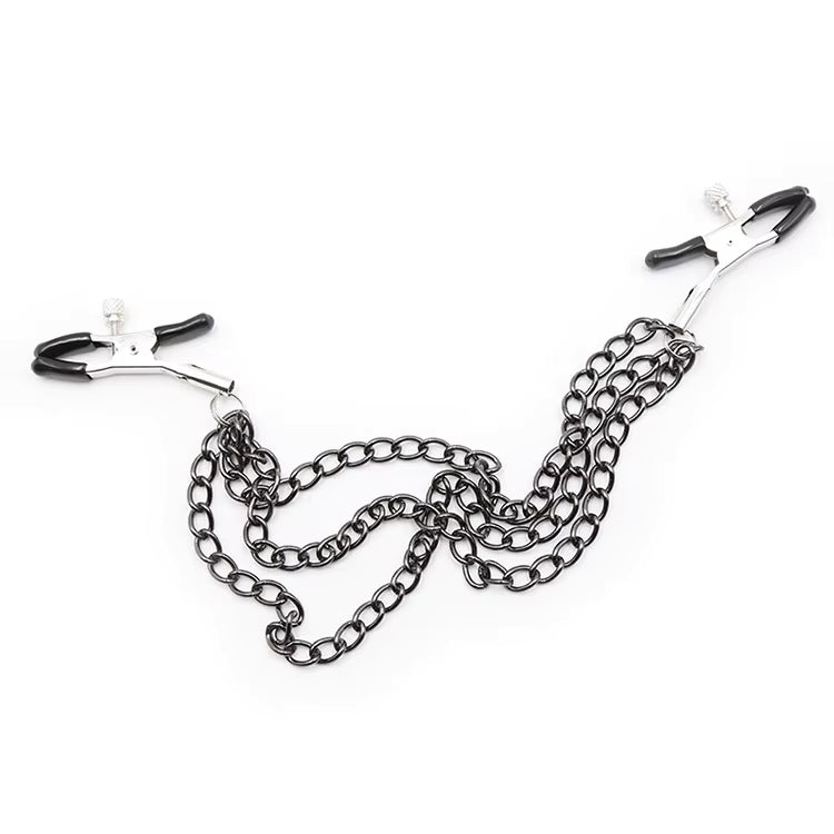 Adjustable Triple Chain Metal Nipple Clamps #color_black