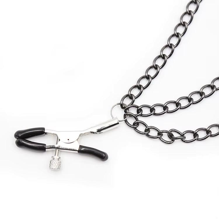 Adjustable Triple Chain Metal Nipple Clamps #color_black