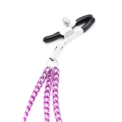 Adjustable Triple Chain Metal Nipple Clamps #color_purple