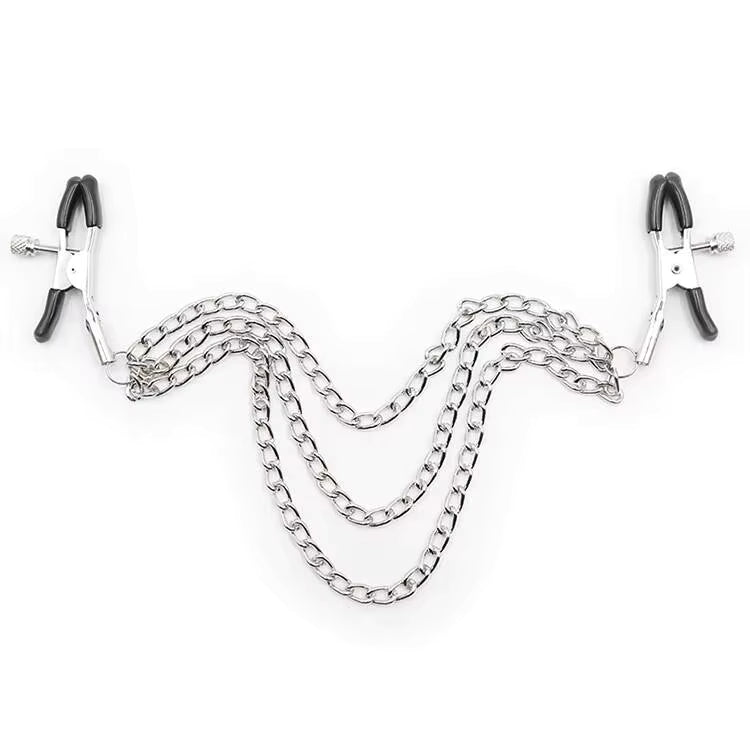 Adjustable Triple Chain Metal Nipple Clamps #color_silver