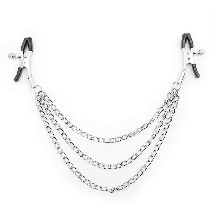 Adjustable Triple Chain Metal Nipple Clamps #color_silver