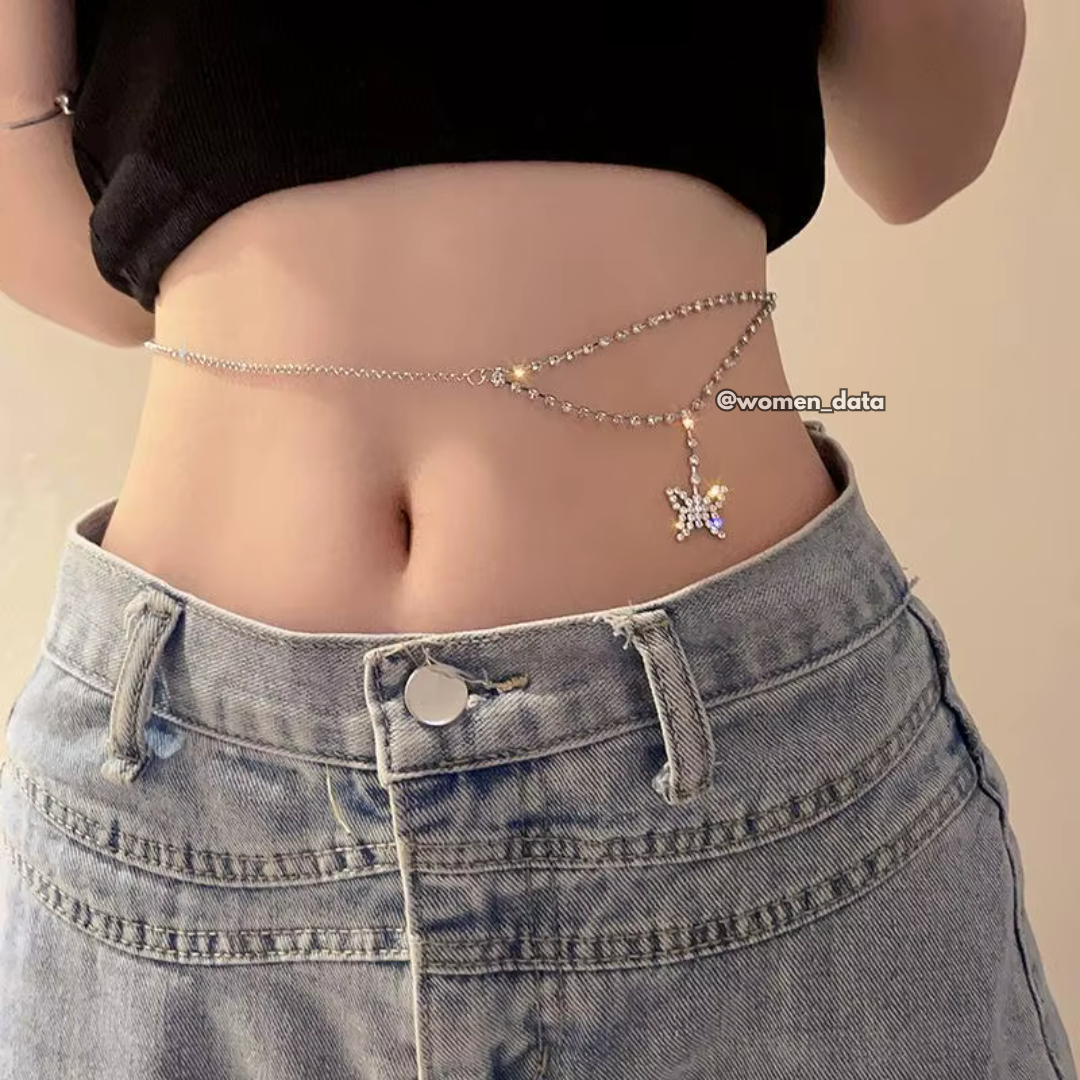 Butterfly Rhinestone Waist Chain