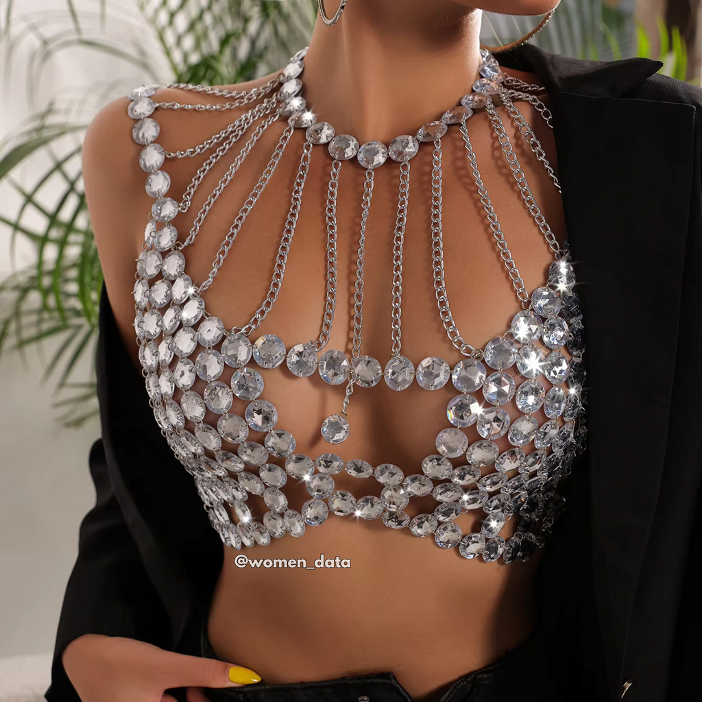 Festival Crop Top – See-Through Acrylic Knit Camisole