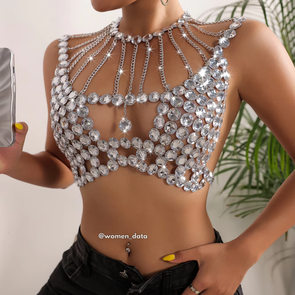 Festival Crop Top – See-Through Acrylic Knit Camisole