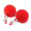 Fluffy Faux Fur Nipple Clamp Clips #color_red