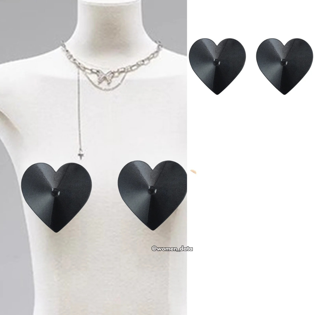Heart Shape Silicone Nipple Covers #color_black