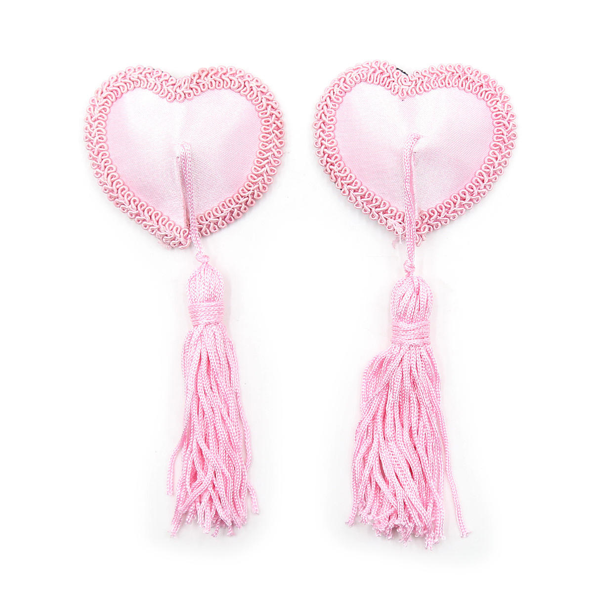 Lace Heart-shaped Fringed Breast Nipple Stickers #color_pink