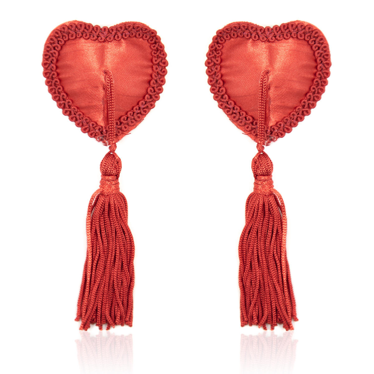 Lace Heart-shaped Fringed Breast Nipple Stickers #color_red
