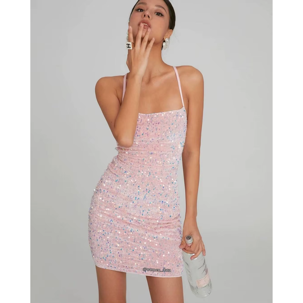 Women's Pink Sequin Bodycon Mini Dress – Sparkly Sleeveless Party & Cocktail Dress