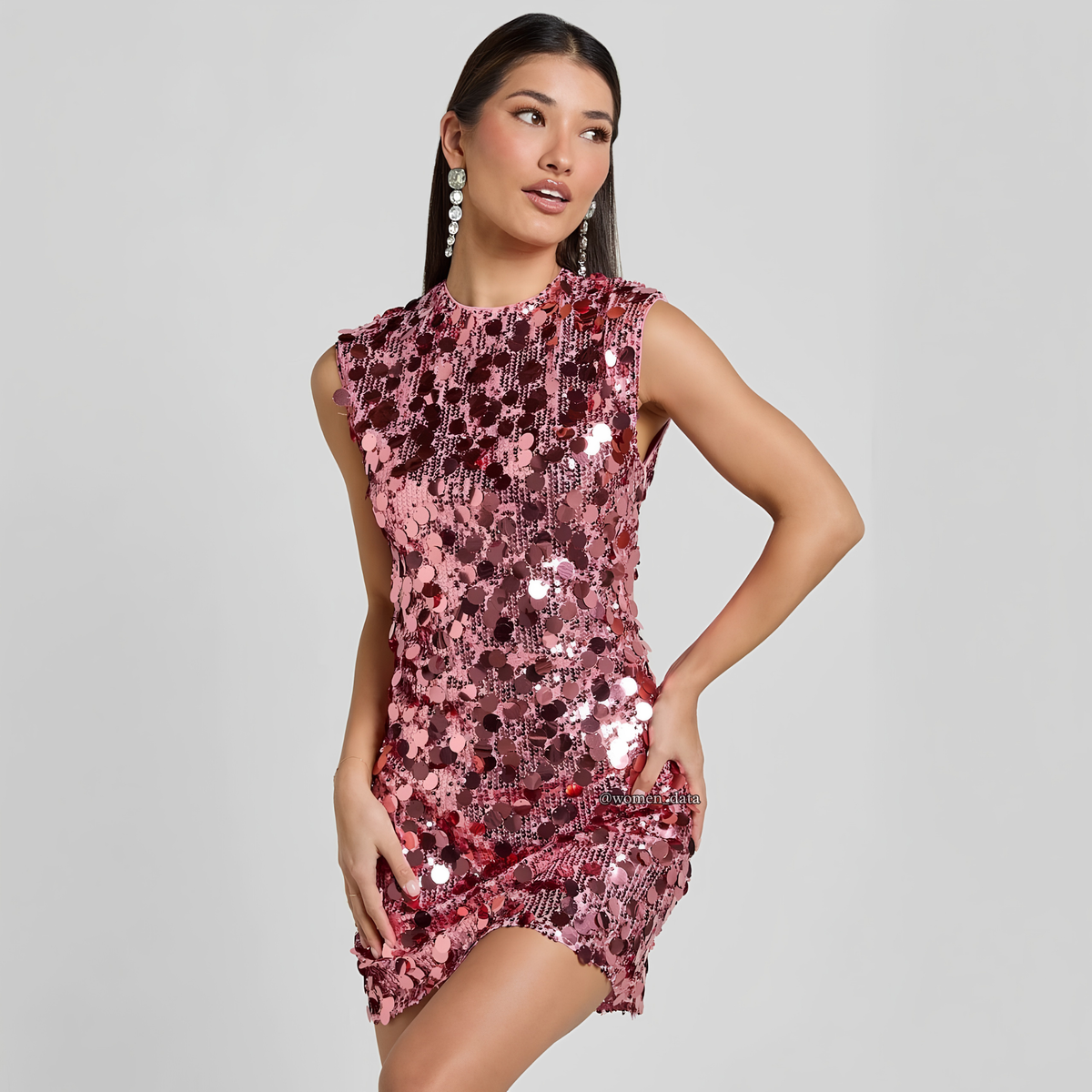 Sleeveless Sequin Embellished Party Mini Dress