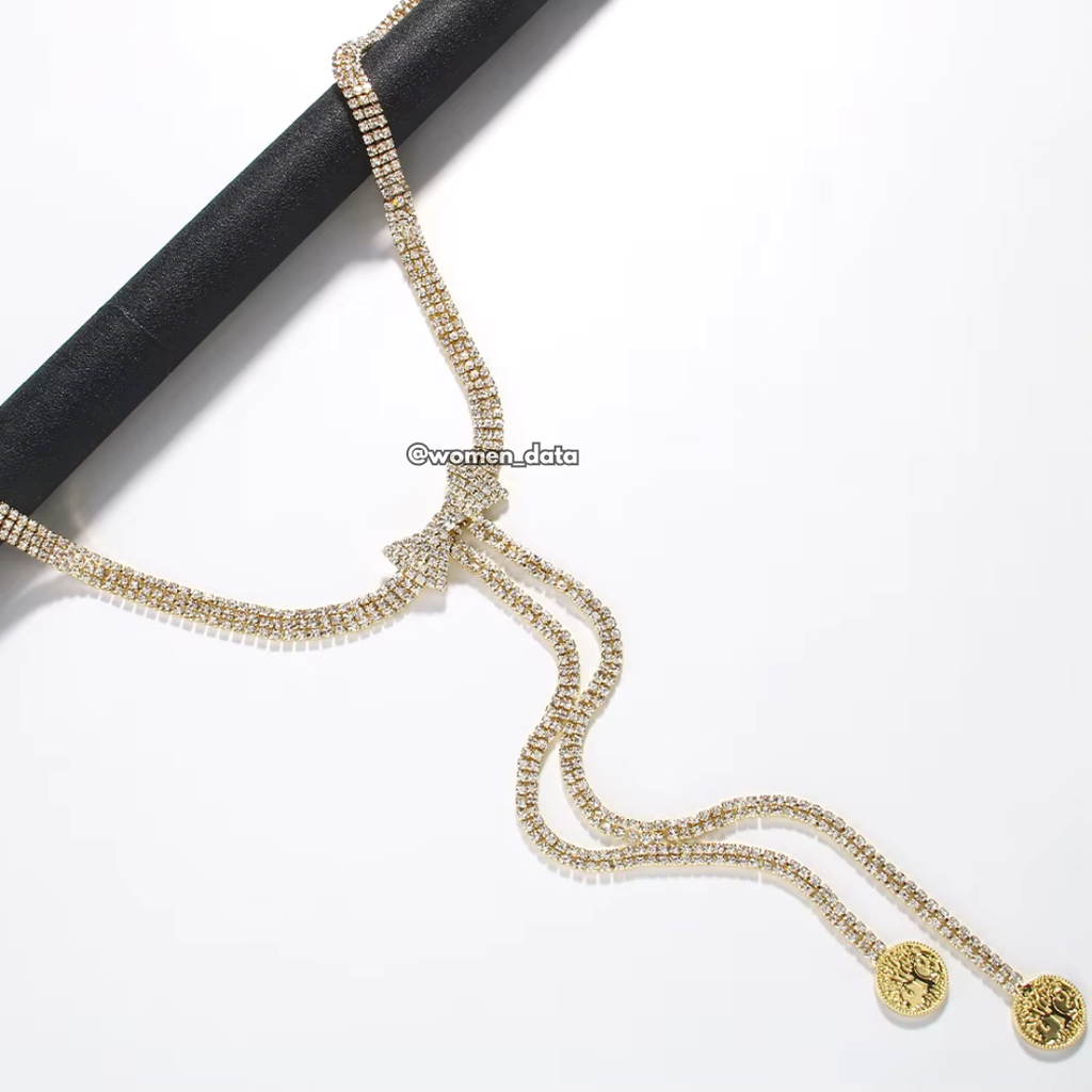 Rhinestone Bow Waist Chain #color_gold