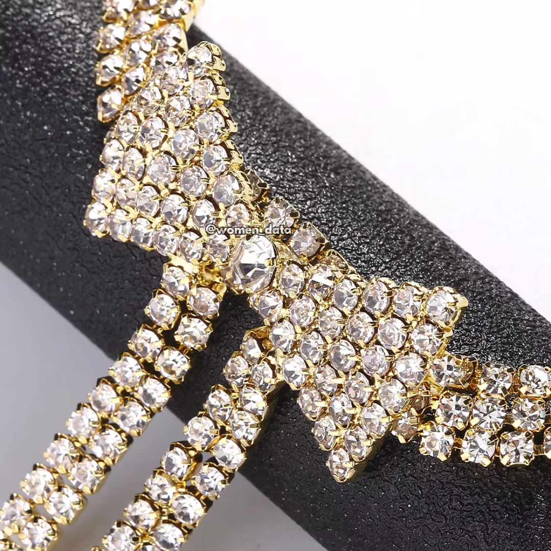 Rhinestone Bow Waist Chain #color_gold