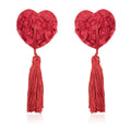 Rose Heart-shaped Nipple Stickers with Tassels Accessories #color_red