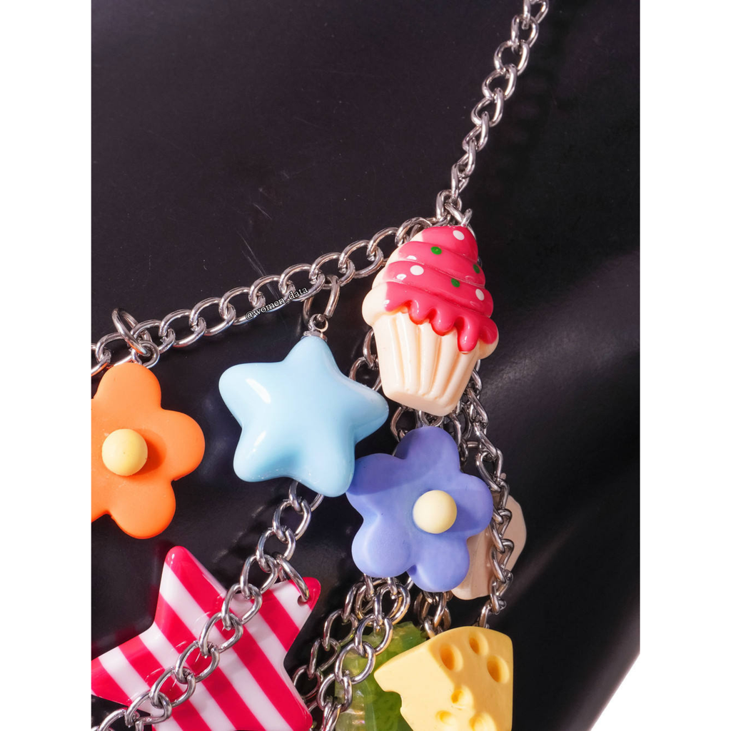Women's Kawaii Charm Body Chain Top – Colorful Pendant Festival Jewelry Harness