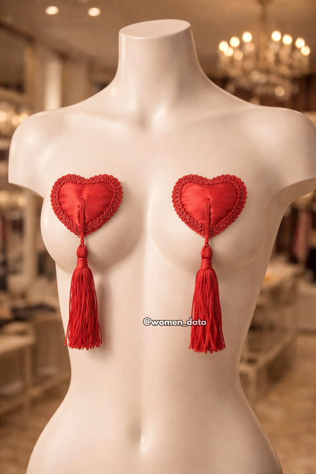 Lace Heart-shaped Fringed Breast Nipple Stickers #color_red