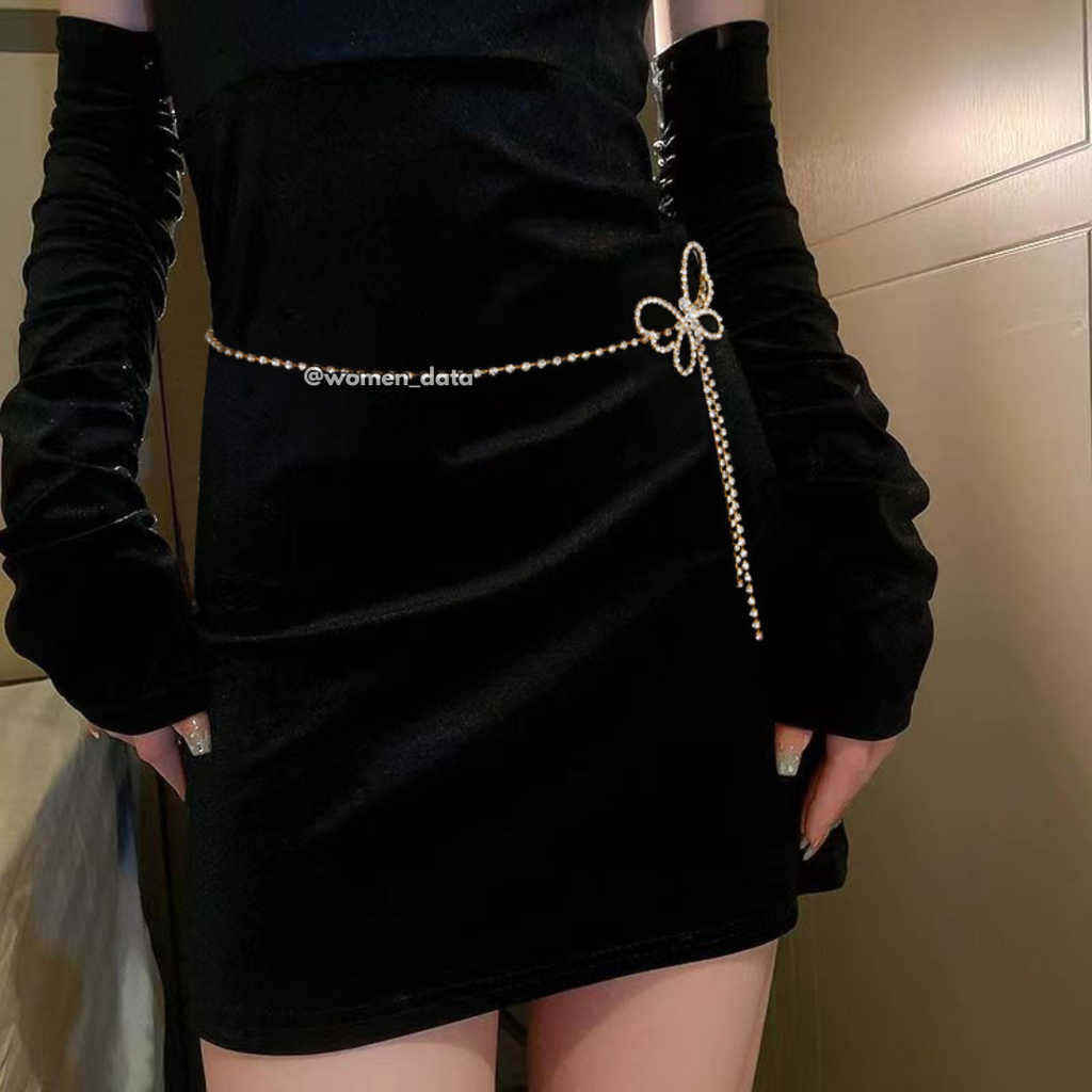 Women's Crystal Butterfly Waist Chain Belt