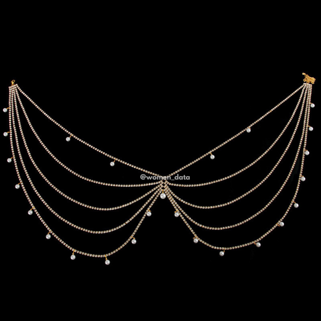 Women's Pearl Rhinestone Layered Waist Chain Belt